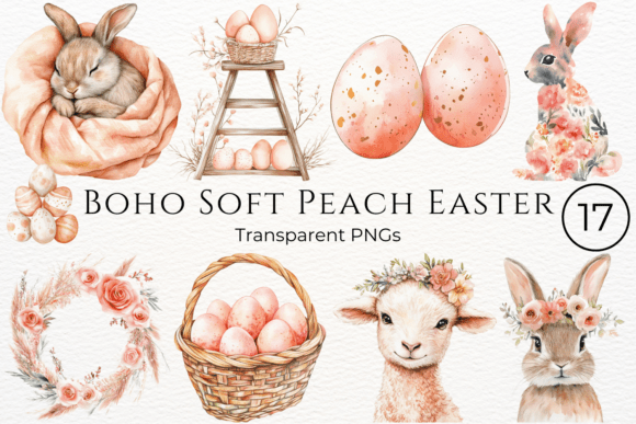 Download Boho Soft Peach Easter Cliparts - Art Collection