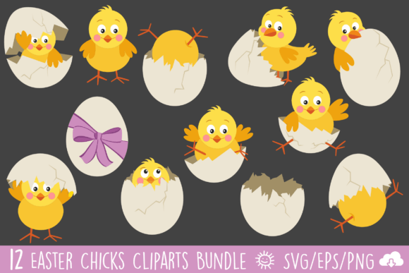 Download Easter Chick &amp; Egg Vector Clipart Bundle - Art Collection