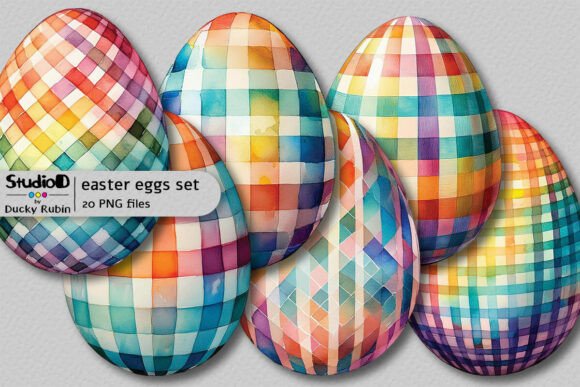 Download Watercolor Eggs Clipart Set - Gingham - Art Collection