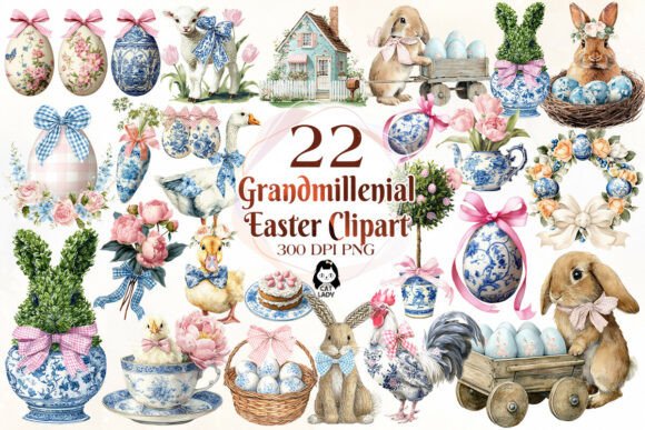 Download Grandmillenial Easter Watercolor Clipart - Art Collection