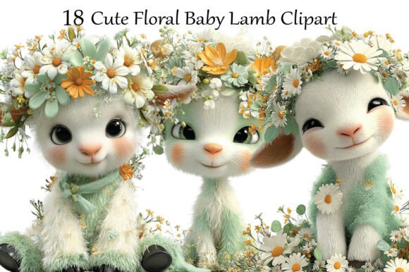 Download Cute Floral Baby Lamb Clipart - Art Collection