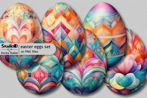 Download Decorated Watercolor Eggs Clipart Set - Art Collection