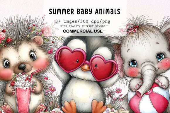 Download Whimsical Summer Baby Animals Clipart - Art Collection
