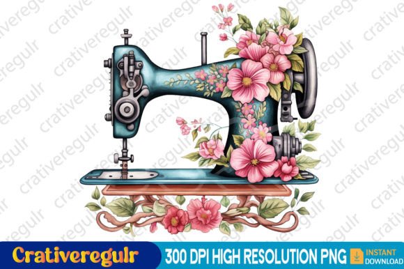 Download Floral Sewing Machines Clipart - Art Collection