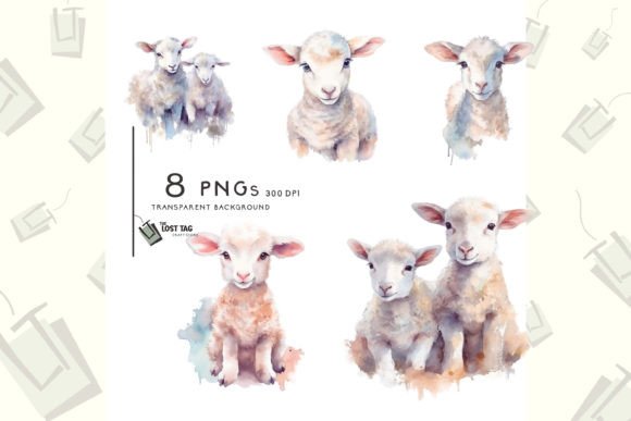Download Watercolor Lamb Clipart Sublimation Pod - Art Collection