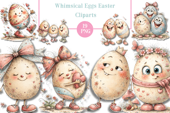 Download Whimsical Eggs Easter Cliparts - Art Collection