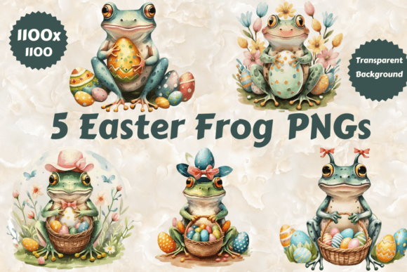 Download 5 Easter Frog Clipart Watercolor PNGs - Art Collection