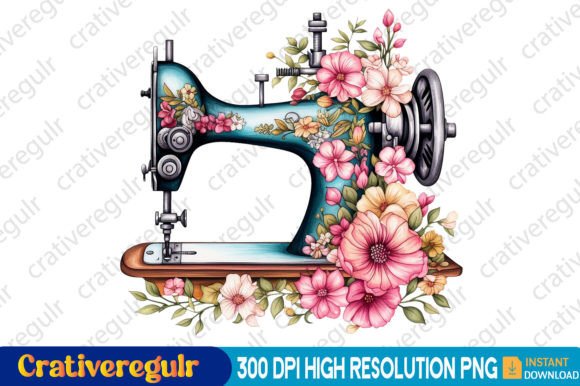 Download Floral Sewing Machines Clipart - Art Collection