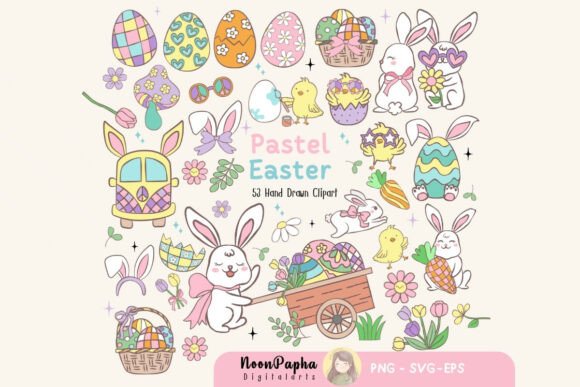 Download Pastel Easter Bunny Clipart, Chick, Eggs - Art Collection