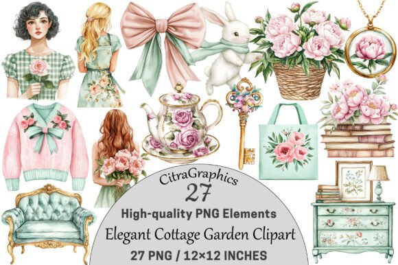 Download Elegant Cottage Garden Clipart - Art Collection