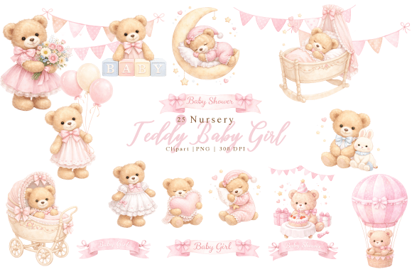 Download Nursery Teddy Baby Girl Clipart PNG - Art Collection