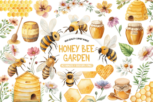 Download Honey Bee Garden Clipart Bundle - Art Collection