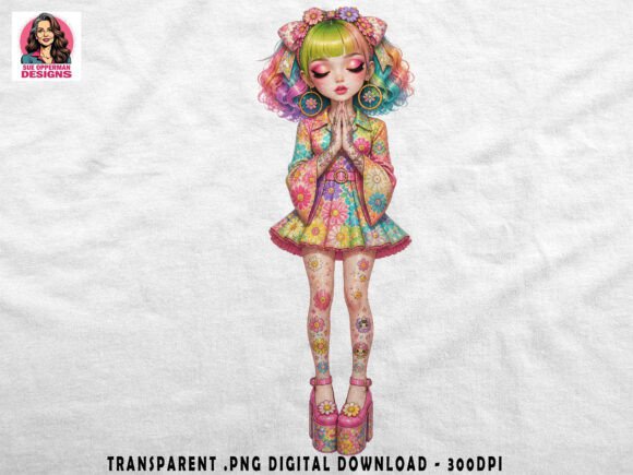 Download Flower Power Girl | Retro Kawaii Art - Art Collection