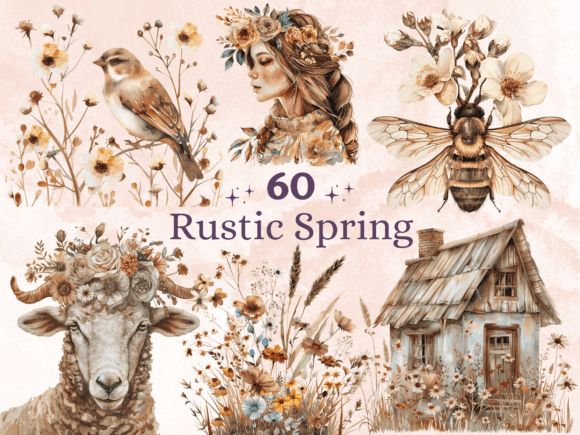 Download Boho Rustic Spring Clipart Sublimation - Art Collection