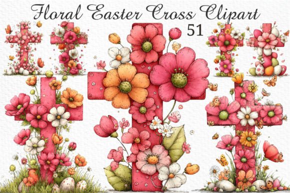 Download Floral Easter Cross Clipart Png Bundle - Art Collection
