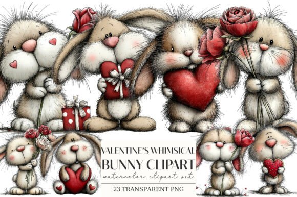 Download Valentines Whimsical Bunny Clipart - Art Collection