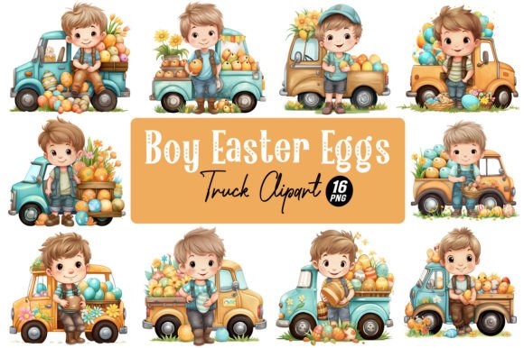 Download Boy Easter Eggs Truck Clipart - Art Collection
