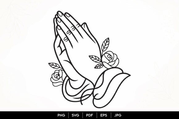 Download Praying Hands Rose Line Art SVG - Art Collection