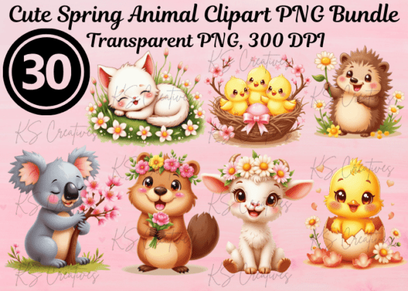 Download Cute Spring Animal Clipart PNG Bundle - Art Collection