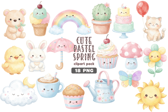 Download Cute Kawaii Pastel Spring Clipart PNG - Art Collection