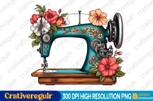 Download Floral Sewing Machines Clipart - Art Collection
