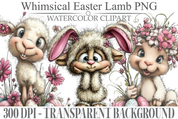 Download Whimsical Easter Lamb Clipart Bundle - Art Collection