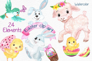 Download Watercolor Easter Kids Clipart Watercolor Lamb Clipart Easter Egss Easter Basket Flowers Clipart - Art Collection