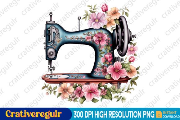Download Floral Sewing Machines Clipart - Art Collection