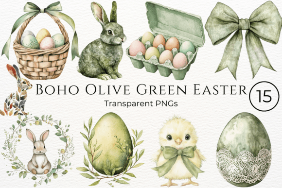 Download Boho Olive Green Easter Cliparts - Art Collection