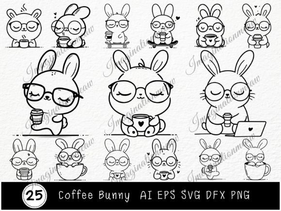 Download Coffee Bunny Cartoon Cute Rabbit Svg - Art Collection