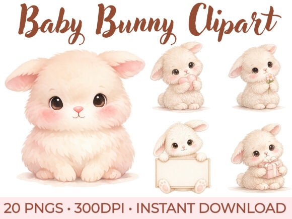 Download Baby Bunny Clipart Bundle, Bunny PNG - Art Collection