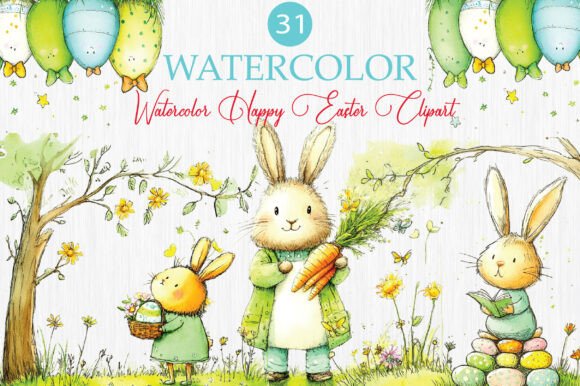 Download Watercolor Happy Easter Clipart - Art Collection