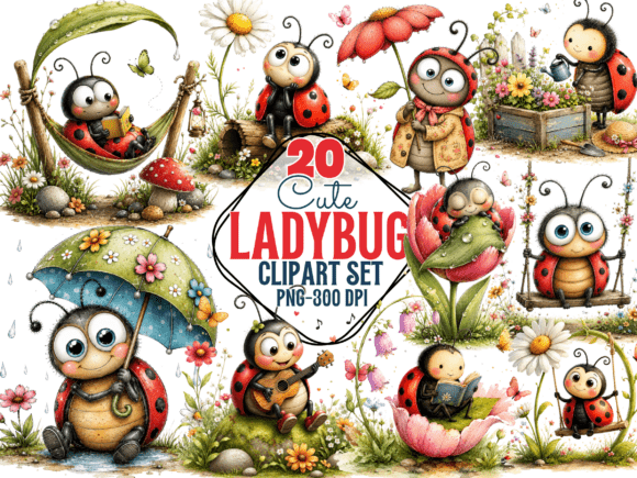 Download Ladybug Clipart Set PNG , Spring Bug - Premium Resources