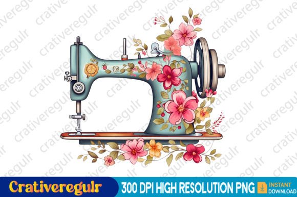Download Floral Sewing Machines Clipart - Art Collection