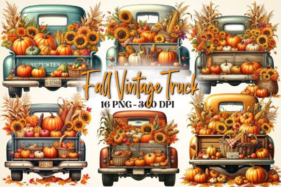 Download Watercolor Fall Vintage Truck Clipart - Art Collection