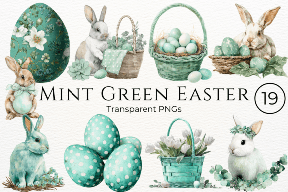 Download Mint Green Easter Watercolor Clipart - Art Collection