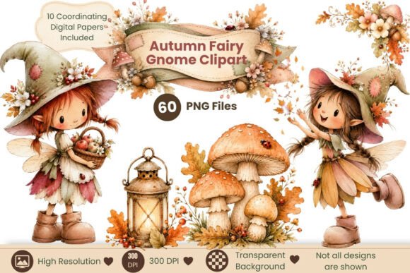 Download Autumn Fairy Gnome Clipart Bundle - Art Collection
