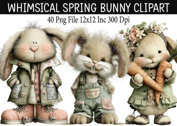 Download Whimsical Spring Bunny Clipart 1 - Art Collection