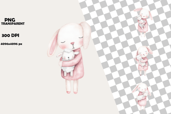 Download Sweet Watercolor Bunny Lamb Clipart - Art Collection