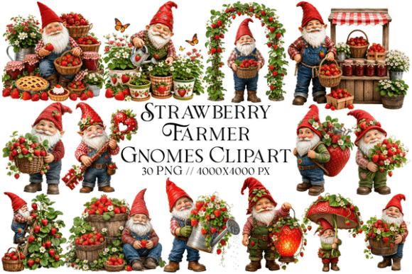 Download Strawberry Farmer Gnomes Clipart PNG - Art Collection