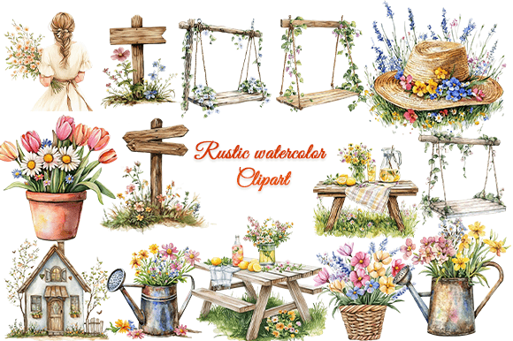 Download Rustic Watercolor Clipart Bundle - Art Collection