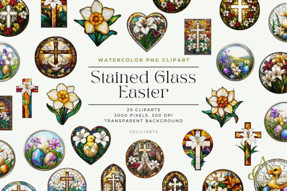 Download Stained Glass Easter Cliparts - Art Collection